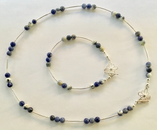 Sodalite & Sterling Necklace & Bracelet Set