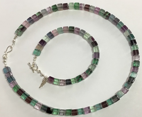 Fluorite & Sterling Bracelet & Necklace Set