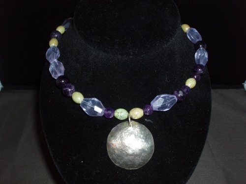 chunky purple and green necklace