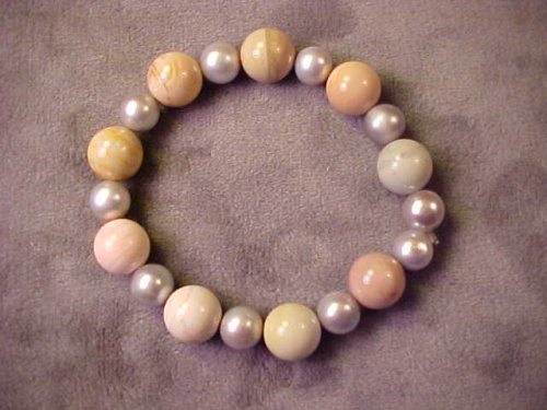 Opal and Silvery Pearl Bracelet