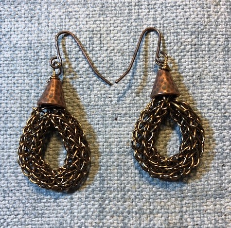 Sweet Bronze Viking Knit Earrings  