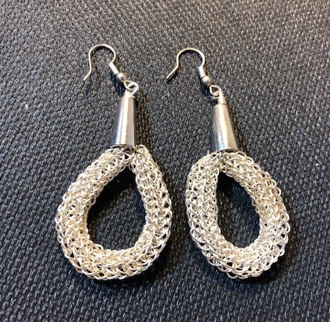 Brilliant Silver Viking Knit Earrings