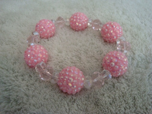 Pink Crystal Ball Stretch Bracelet