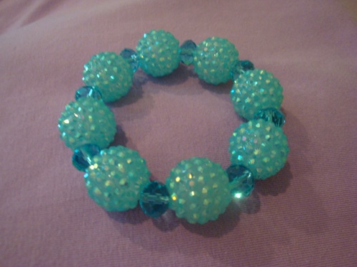 Turquoise Blue Stretch Crystal Ball Bracelet