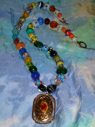 Dichoric and Lampwork Bead Necklace