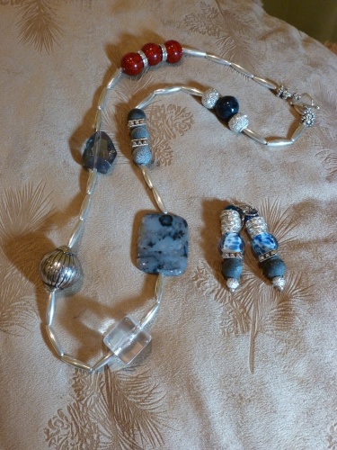 Individual Beads Hand Strung with Silver Spokes