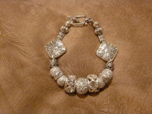 Silver Crystal Bead Bracelet